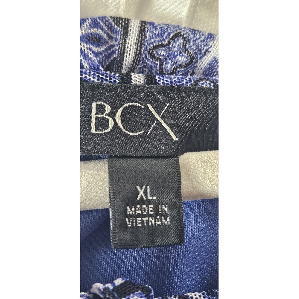 NWT BCX PRINT MESH SCOOP NECK PEASANT TOP boat neck womans XL - Picture 9 of 10